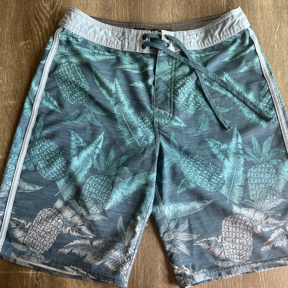 Rip Curl, men board shorts, blue grey tropical design, size29